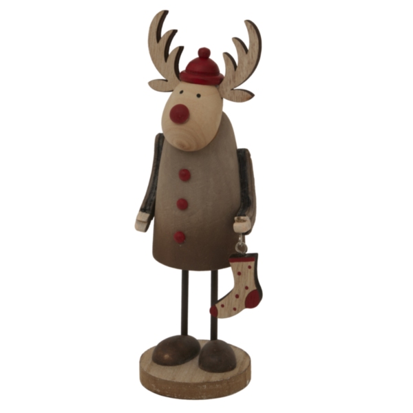 Rustic Rudolf With Stocking Decoration