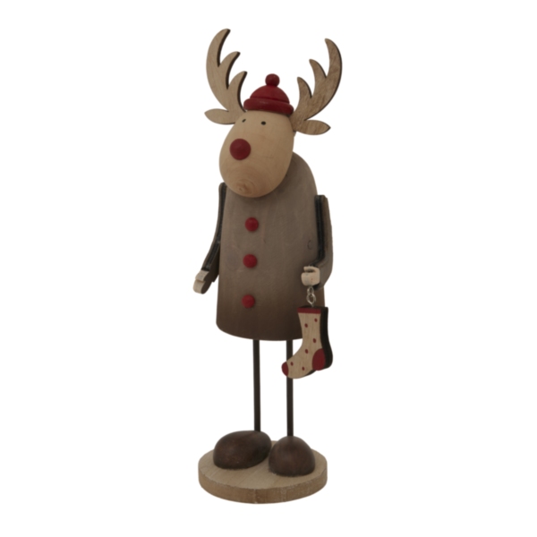 Large Rustic Rudolf With Stocking Decoration