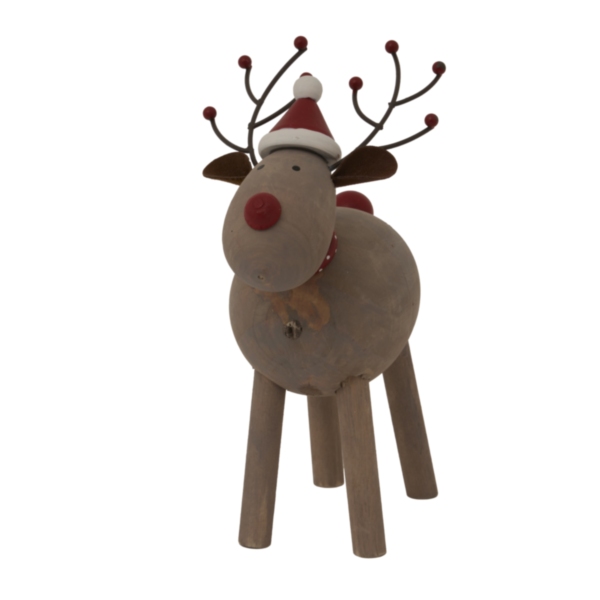 Large Rustic Rudolf With Hat