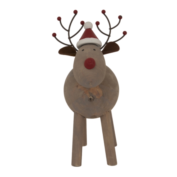 Large Rustic Rudolf With Hat