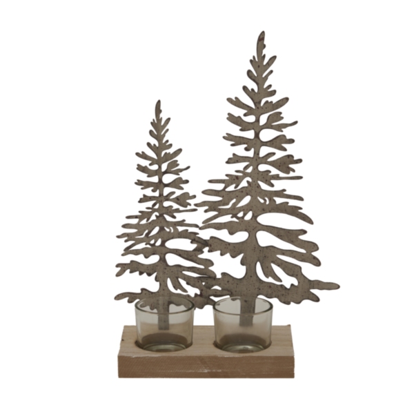 Rustic Double Silhouette Trees On Stand