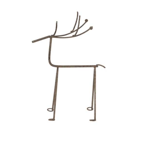 Medium Rustic Metal Reindeer On Stand