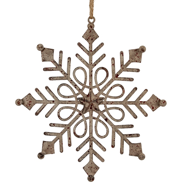 Rustic Hanging Gem Snowflake Decoration