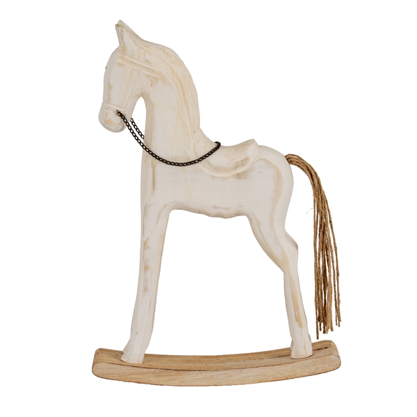 Large Whitewashed Rustic Rocking Horse