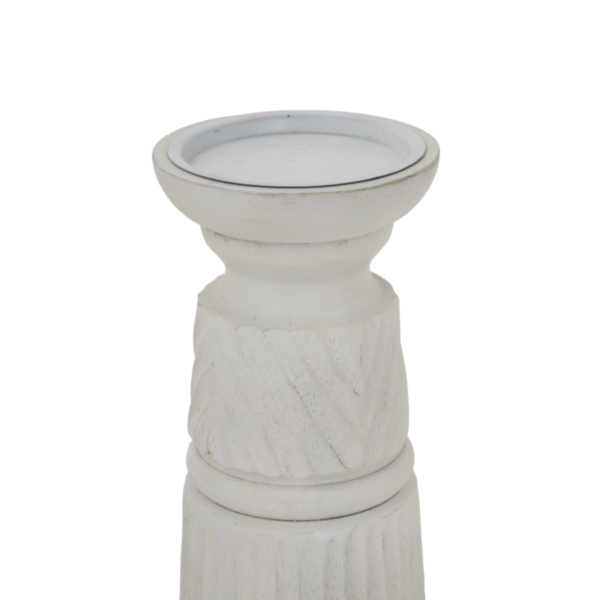White Carved Candle Holder