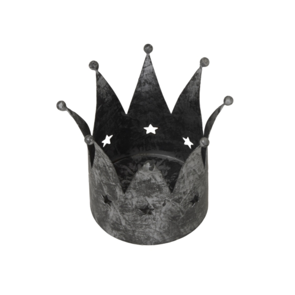 Antique Silver Crown Candle Holder