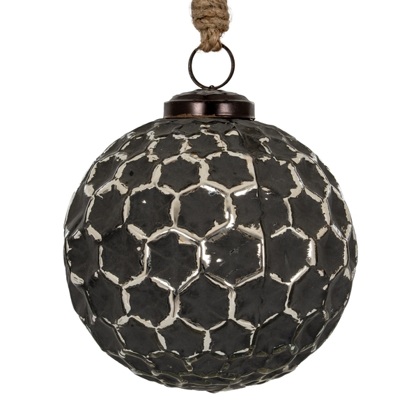 Grey Metallic Collection Large Honey Combe Bauble