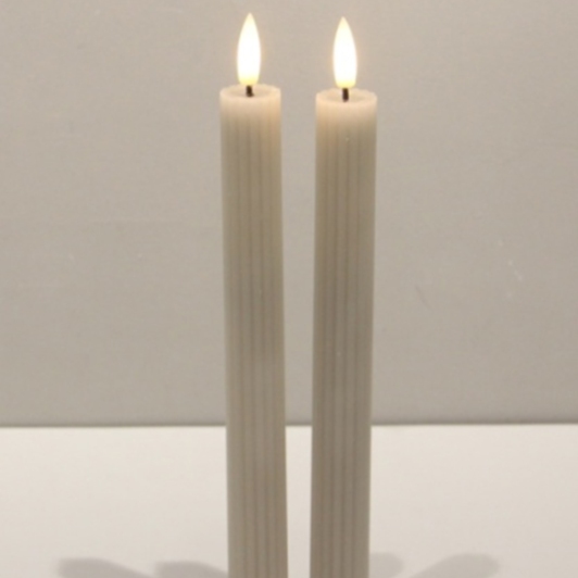 Luxe Collection Natural Glow Taupe  Ribbed Taper Candles