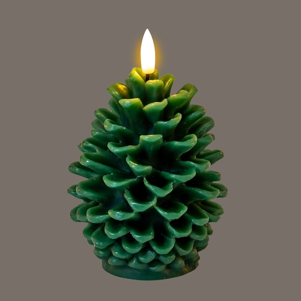 Luxe Collection Natural Glow Green Pinecone LED Wax Candle