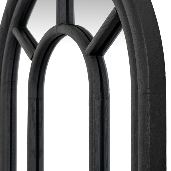 Black Wood Tall Arched Window Mirror