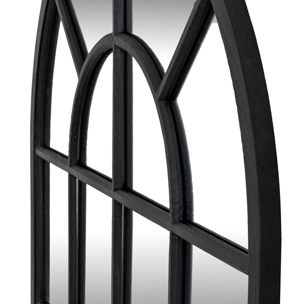 Black Wood Arched Window Mirror