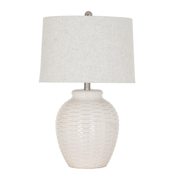 Basketweave Ceramic Table Lamp With Linen Shade