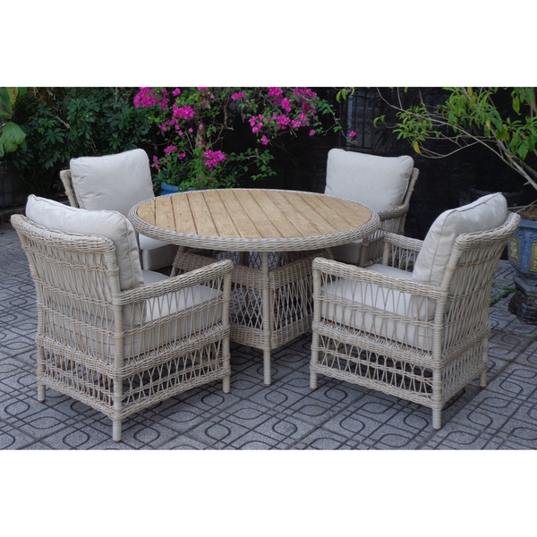 Provence Collection Outdoor 4 Seater Round Dining Set