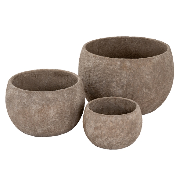 Umber Lava Bowl Set Of 3 Planters