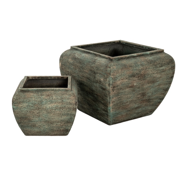Verdan Square Drum Set Of 2 Planters