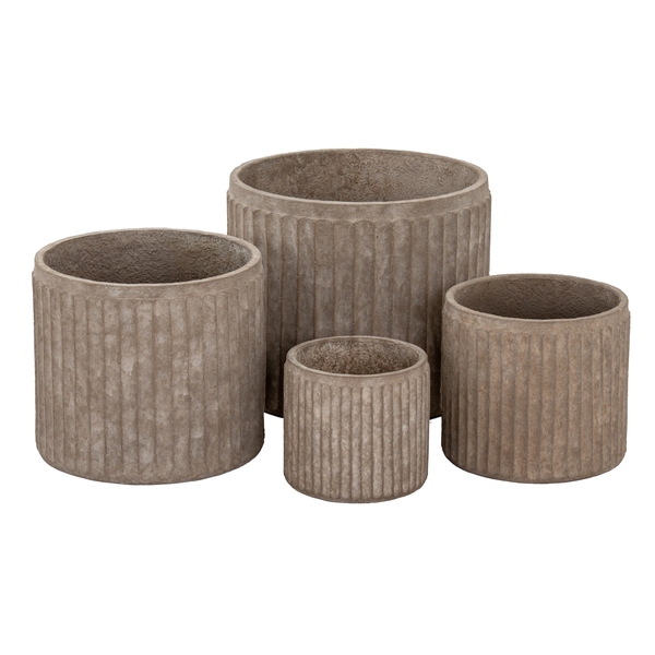 Umber Fluted Cylinder Set Of 4 Planters