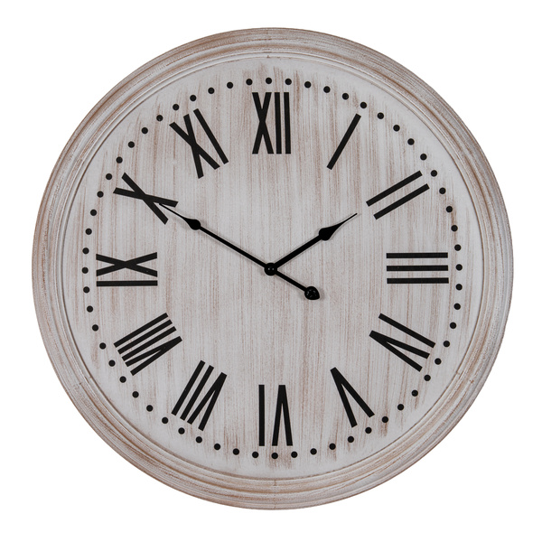 White Wash Clock With Black Numerals