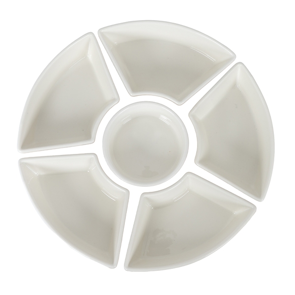 Acacia Lazy Susan including Ceramic Serving Bowls