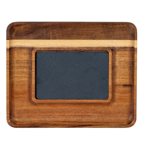 Acacia Serving Tray with Slate