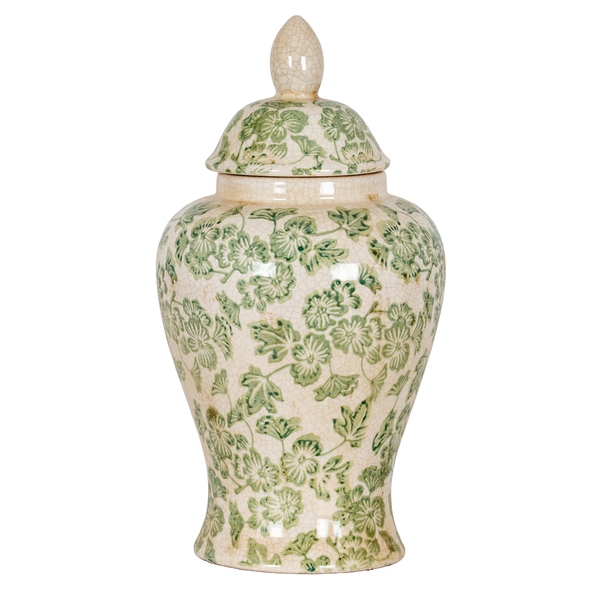 Green Clover Ceramic Ginger Jar