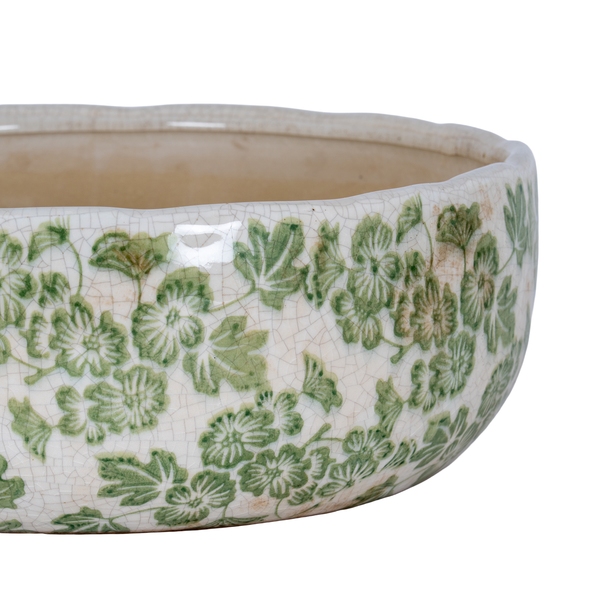 Small Green Clover Ceramic Bowl Pot