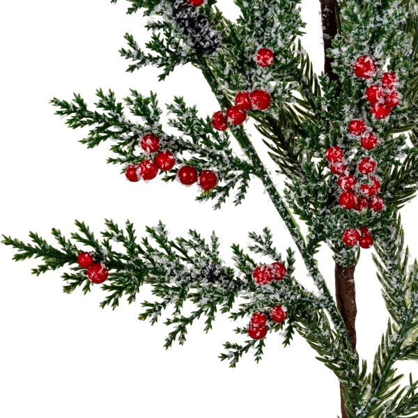 Frosted Pine Branch Spray With Winter Berries