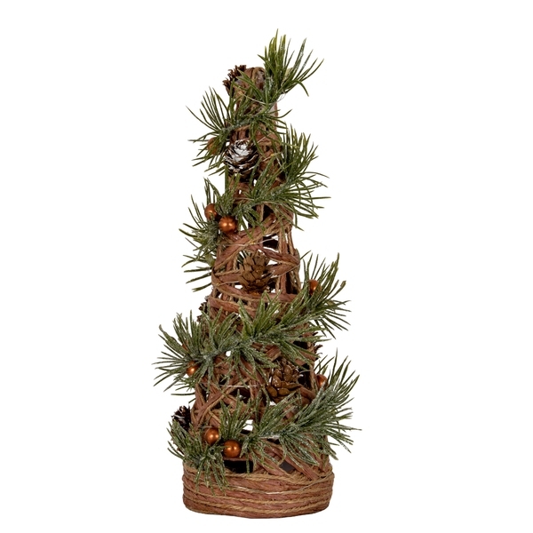 Small LED Frosted Natural Rattan Cone Tree With Branches