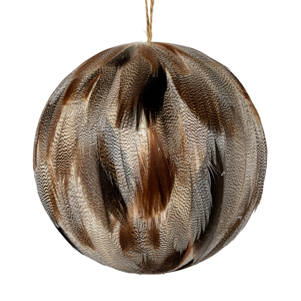 Large Fawn Feathered Bauble