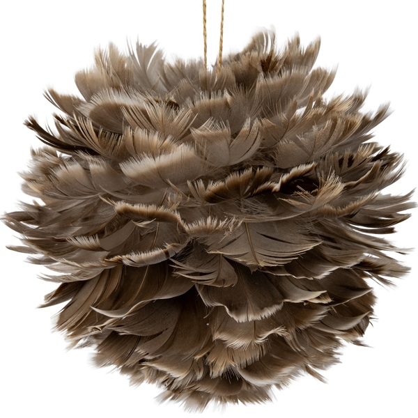 Large Fawn Feather Ball Decoration