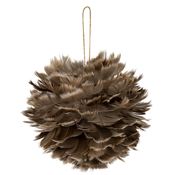 Large Fawn Feather Ball Decoration