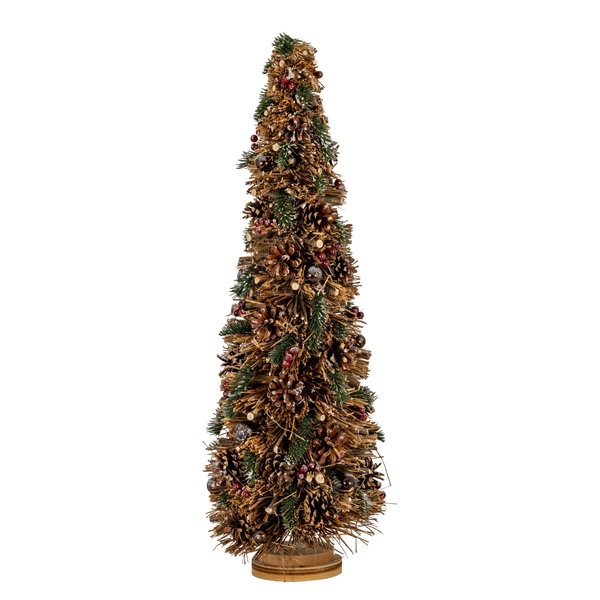 Large Winter Hedgerow Tree With Pinecones And Berries