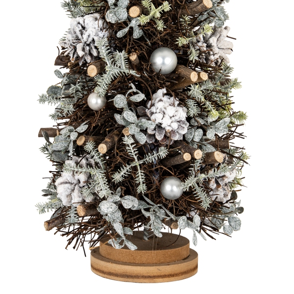 Large Frosted Forest Tree With Pinecones And Pearls