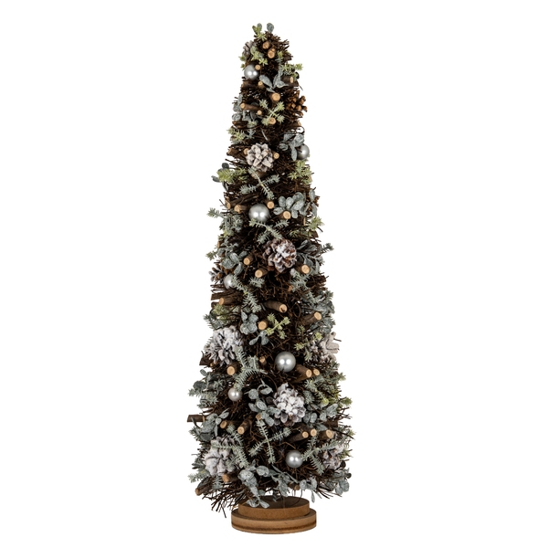 Large Frosted Forest Tree With Pinecones And Pearls