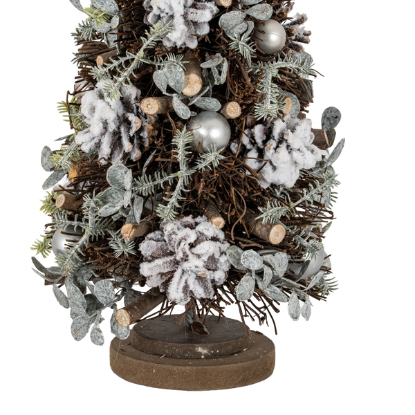 Medium Frosted Forest Tree With Pinecones And Pearls