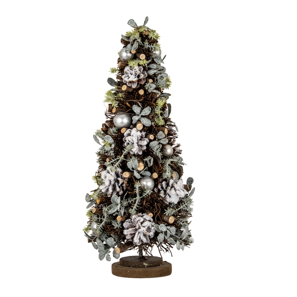 Medium Frosted Forest Tree With Pinecones And Pearls