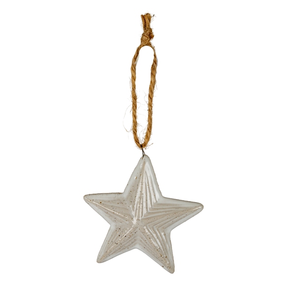 Flurry Star White Ceramic Tree Ornament