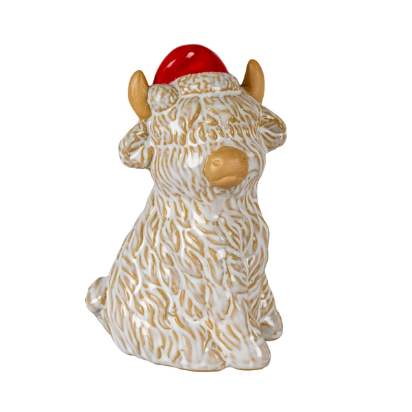 Merry Moo Ceramic Cow Ornament Gazing Right