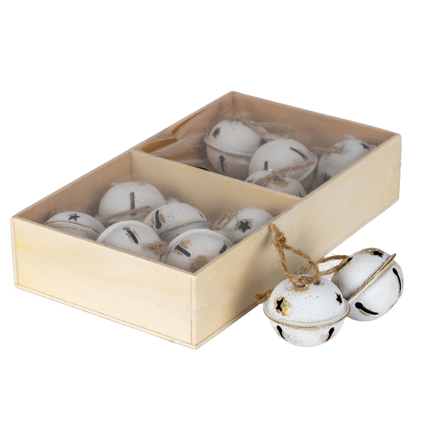 Twelve Metal Nordic Bells in Wooden Box