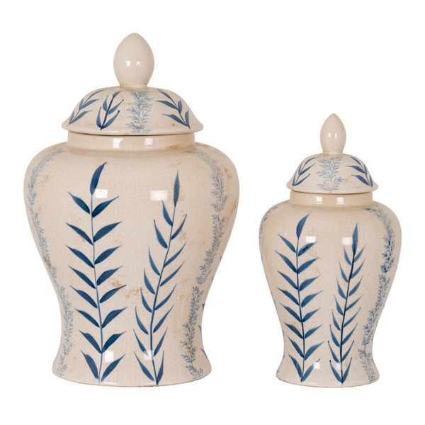 Blue Flora Ceramic Ginger Jar