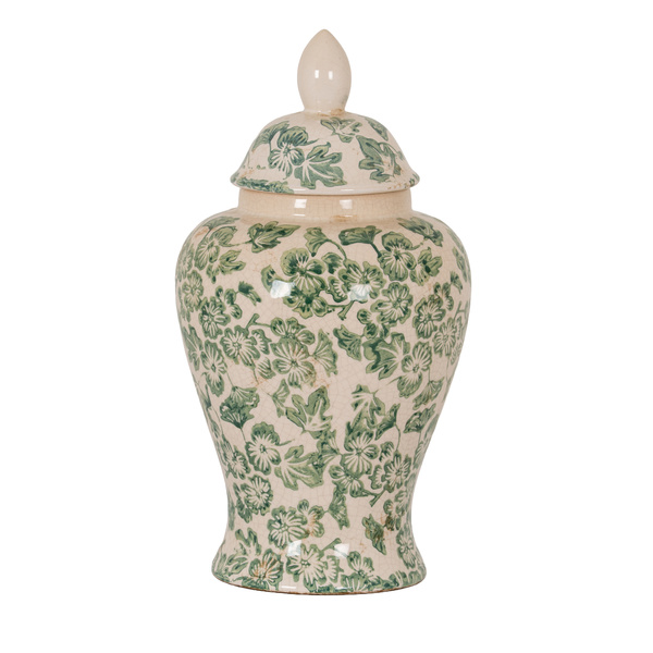 Large Green Clover Ceramic Ginger Jar