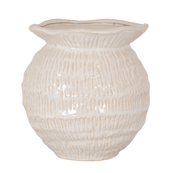 Wavy Rim Medium Round Vase