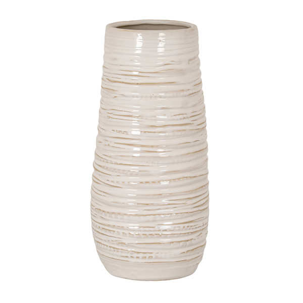 Medium Ribbed Ceramic Column Vase