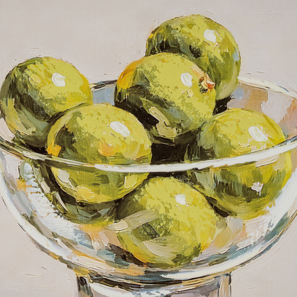 Still Life Limes Hand Painted Canvas in Frame