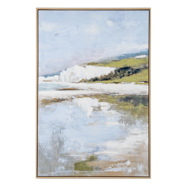 Cliffside View Hand Painted Canvas in Frame