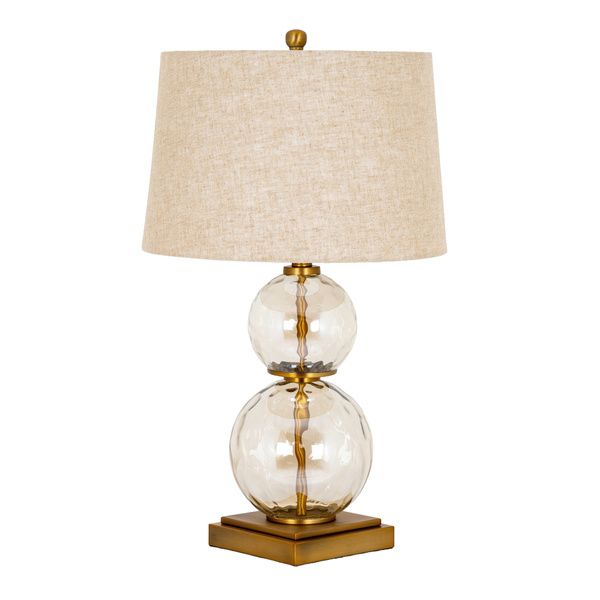 Savoy Glass And Gold Finished Table Lamp With Linen Shade