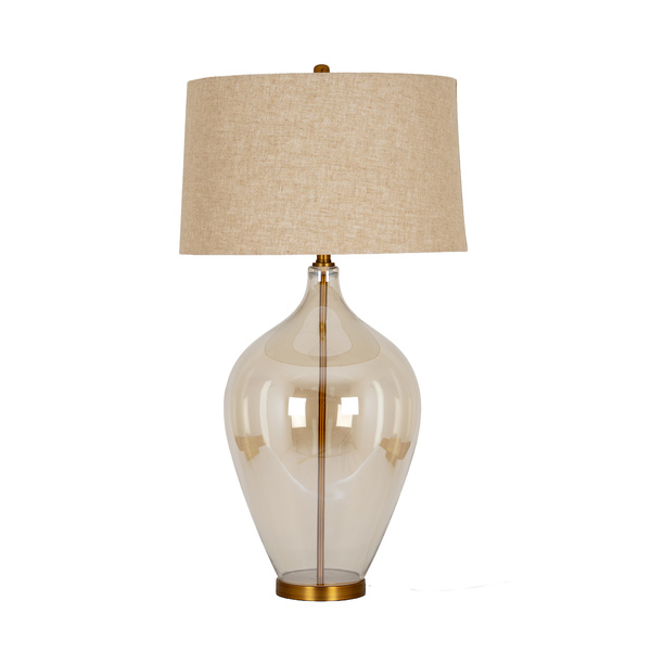 Opaline Glass Table Lamp With Linen Shade