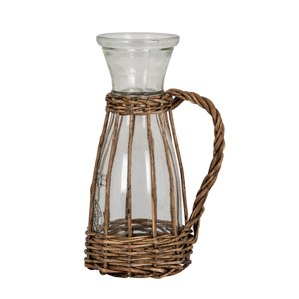 Briar Collection Large Glass And Wicker Carafe With Handle