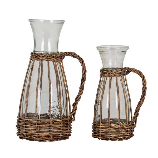 Briar Collection Glass And Wicker Carafe With Handle