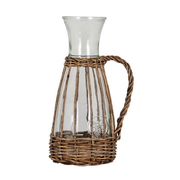 Briar Collection Glass And Wicker Carafe With Handle