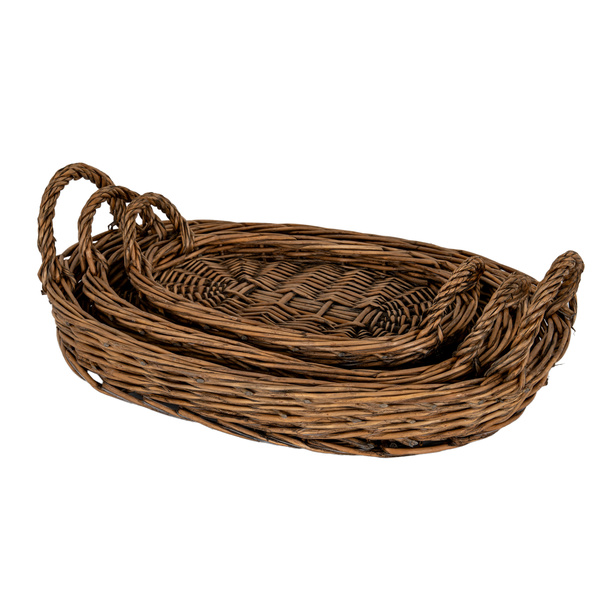 Briar Collection Set Of Three Oval Wicker Trays